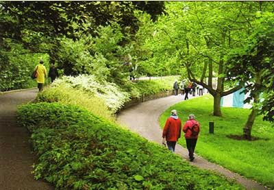 Trust members stroll along the River Walk