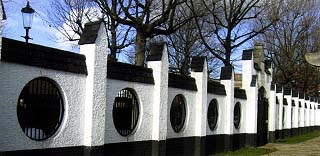 Voysey Garden, rendered wall